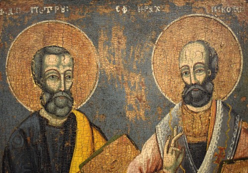 Antiquités - Saint Peter and Saint Paul   Greek icon 18th century